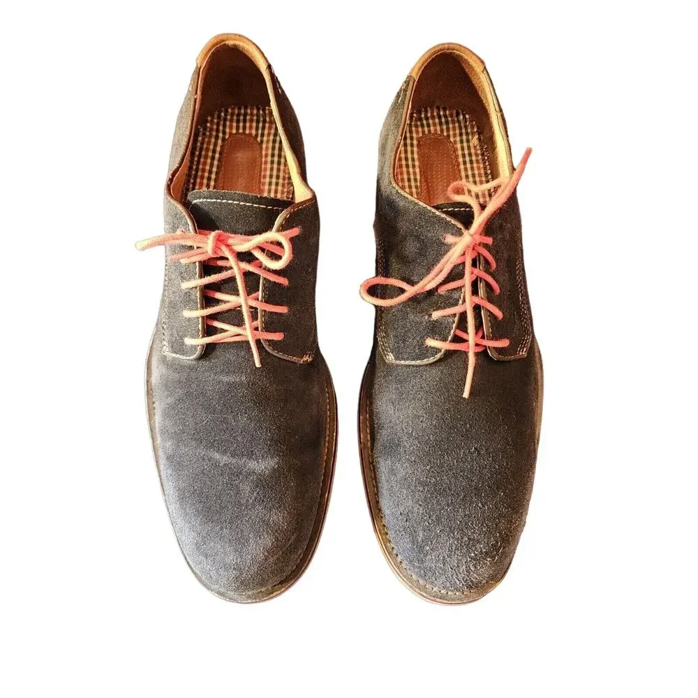 Johnston & Murphy Dress Shoes Mens 11 M Navy Red Oxford Suede